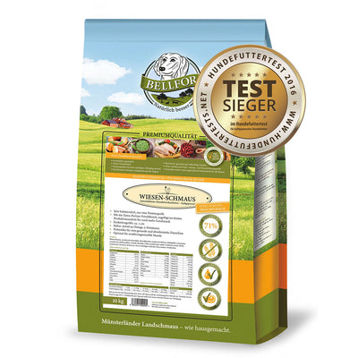 Bellfor Trockenfutter für Hunde mit Huhn Wiesen-Schmaus - BioTierFutter Onlineshop