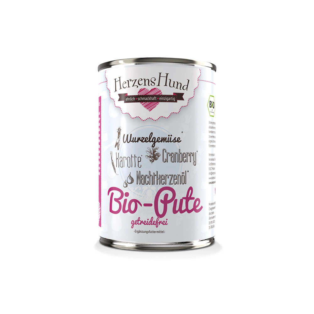 HerzensHund Bio-Pute mit Bio-Karotte -getreidefrei- für Hunde - BioTierFutter Onlineshop