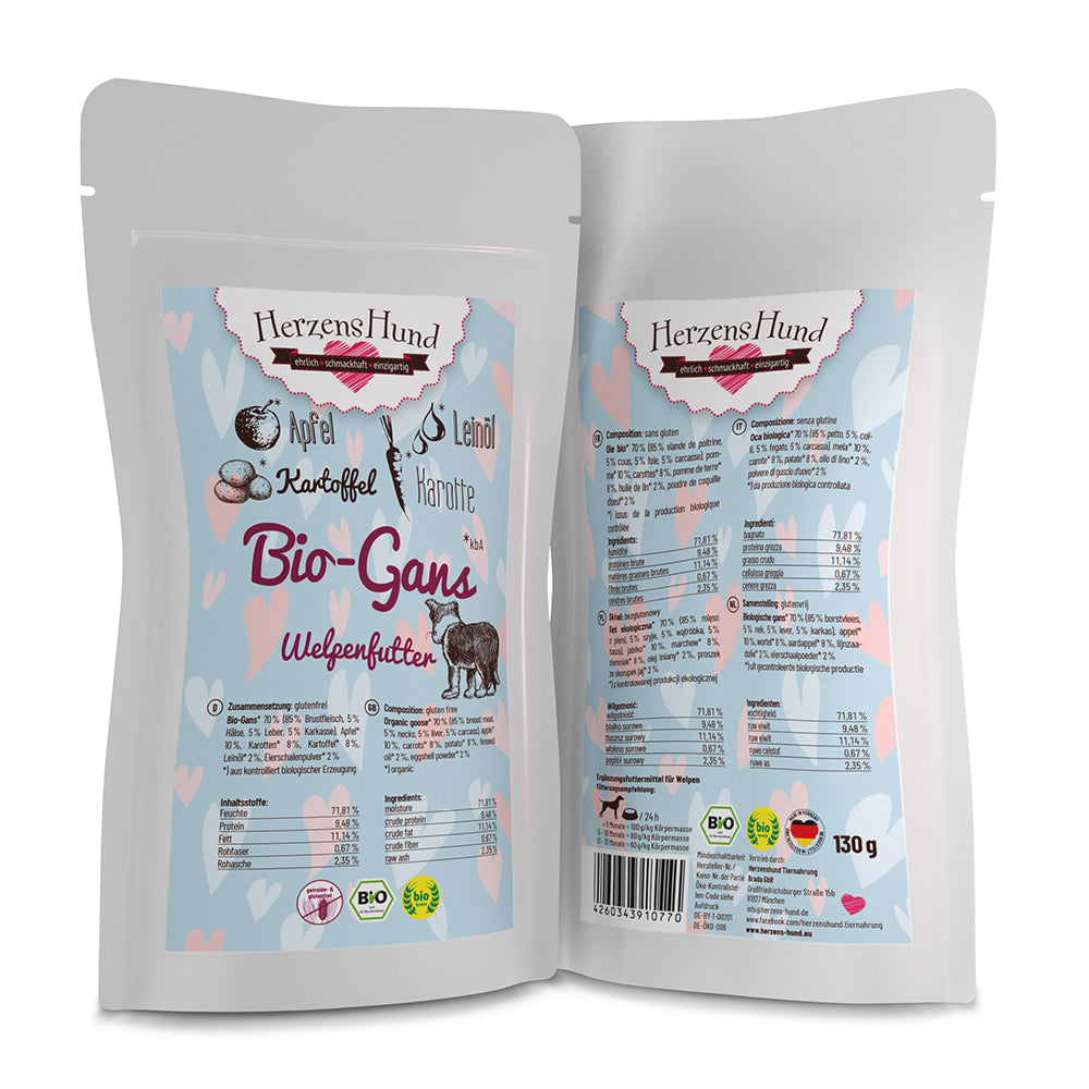HerzensHund Bio-Gans mit Bio-Apfel - Welpe für Hunde - BioTierFutter Onlineshop