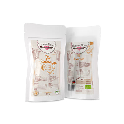 HerzensHund Bio-Rindersuppe für Hunde 18x125g - BioTierFutter Onlineshop