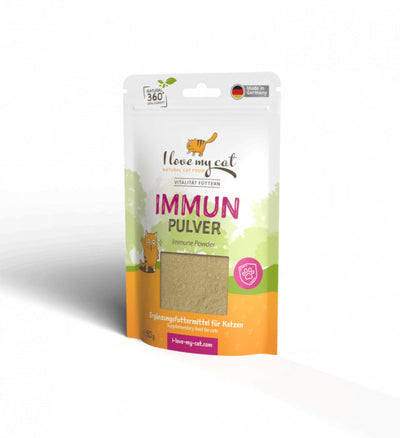 I love my cat Ergänzungsfuttermittel für Katzen – Immun Pulver mit Brennnessel, Hagebutte und Insektenprotein - BioTierFutter Onlineshop