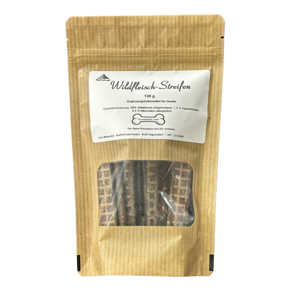 Hundelust Wildfleisch-Streifen 130g - BioTierFutter Onlineshop