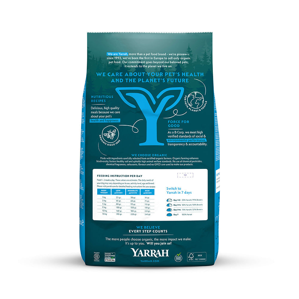 Yarrah Hund Bio-Trockenfutter für kleine Rassen & Welpen | Huhn mit MSC-Fisch - BioTierFutter Onlineshop