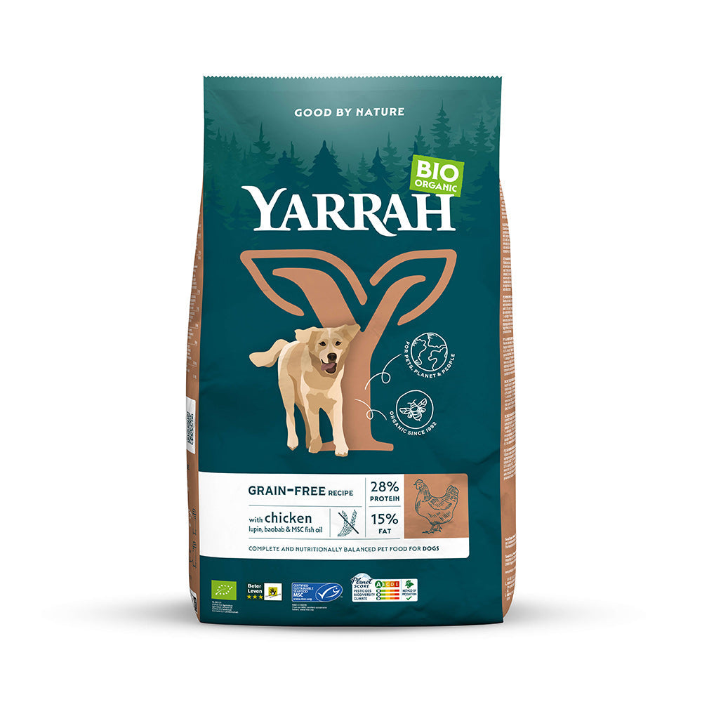 Yarrah Bio Hund Trockenfutter Erwachsene getreidefrei Huhn & Fisch (MSC) - BioTierFutter Onlineshop