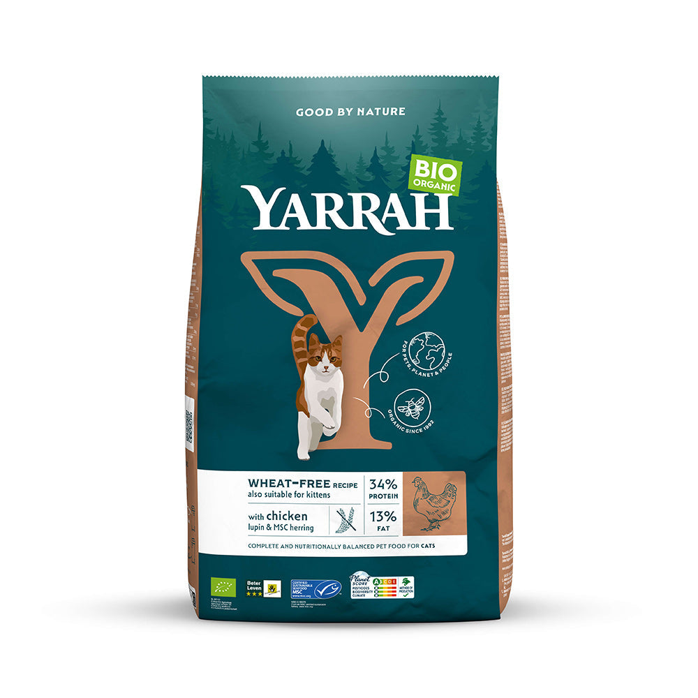 Yarrah Bio Katze Trockenfutter weizenfrei Huhn & Fisch (MSC) – auch für Kätzchen - BioTierFutter Onlineshop