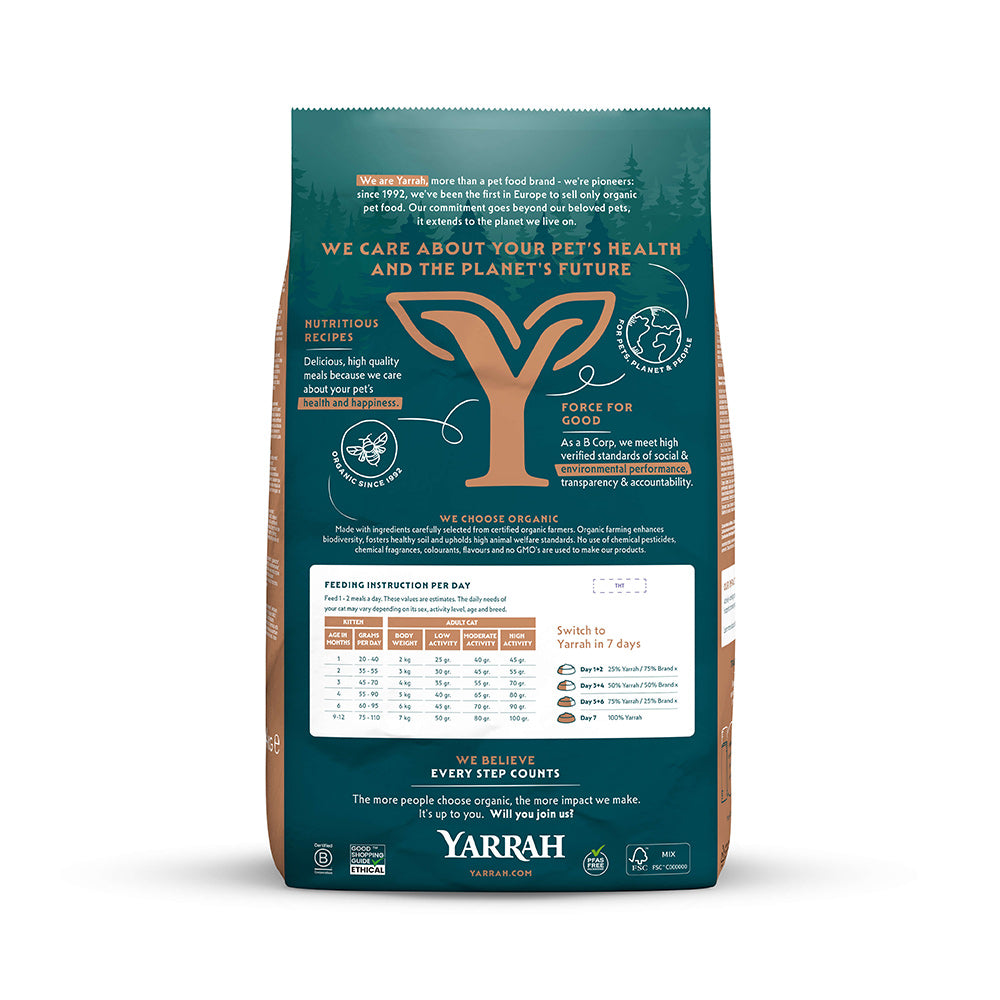 Yarrah Bio Katze Trockenfutter weizenfrei Huhn & Fisch (MSC) – auch für Kätzchen - BioTierFutter Onlineshop