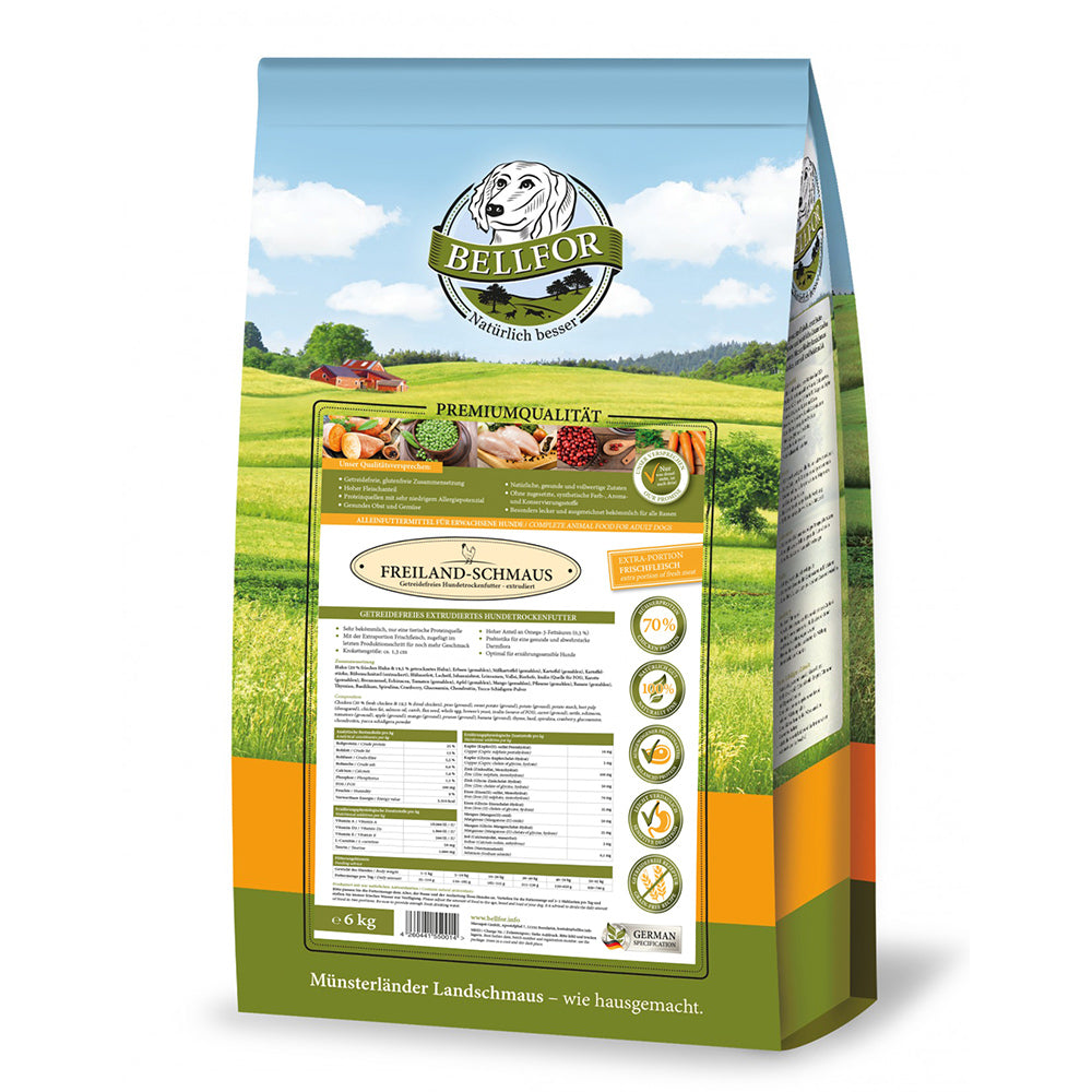 Bellfor Trockenfutter für Hunde - Freiland-Schmaus - BioTierFutter Onlineshop