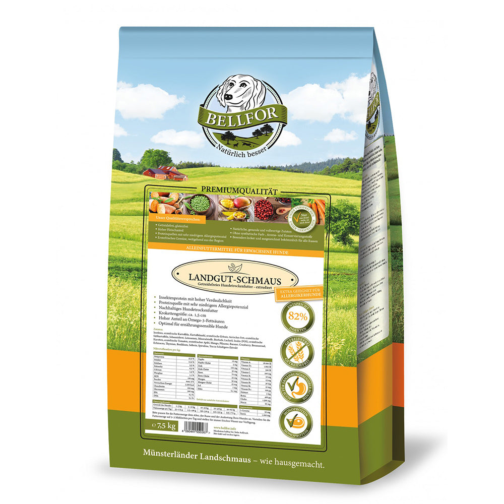 Bellfor Trockenfutter mit Insekten Landgut-Schmaus - BioTierFutter Onlineshop