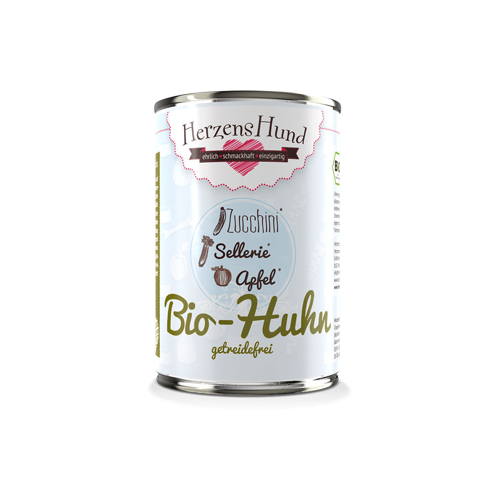 HerzensHund Bio-Huhn mit Bio-Zucchini - getreidefrei für Hunde - BioTierFutter Onlineshop