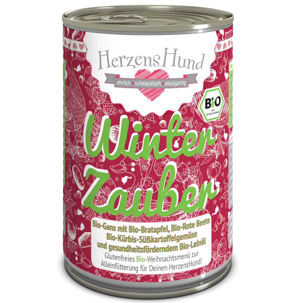 HerzensHund Winterzauber Bio-Gans mit Bio-Bratapfel für Hunde - BioTierFutter Onlineshop