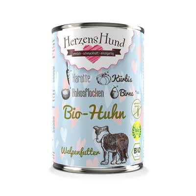 HerzensHund Bio-Huhn mit Bio-Karotte - Welpe für Hunde - BioTierFutter Onlineshop