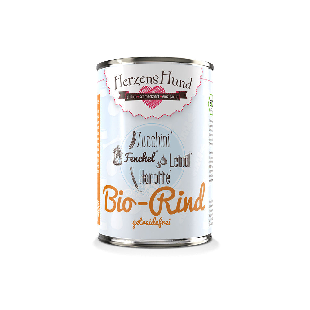 HerzensHund Bio-Rind mit Bio-Zucchini - getreidefrei- für Hunde - BioTierFutter Onlineshop