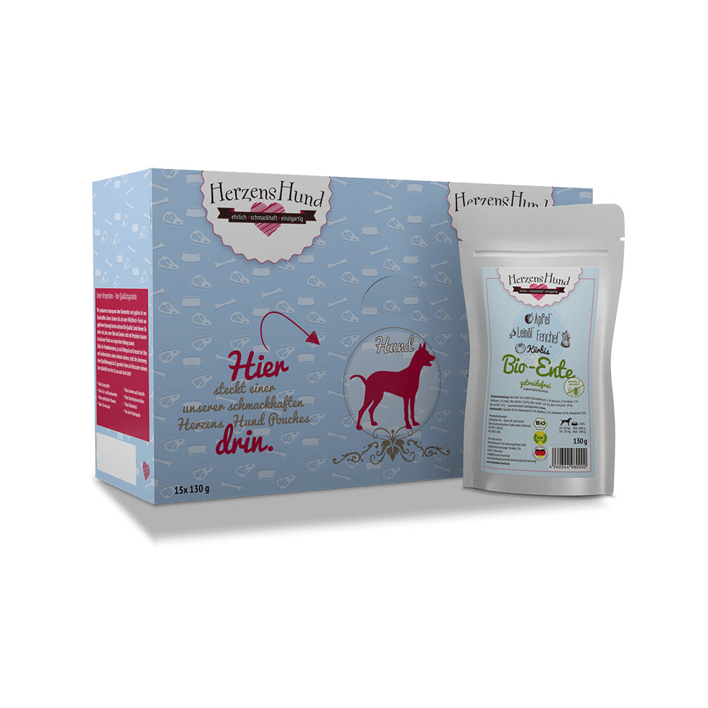 HerzensHund Bio-Ente mit Bio-Gemüse getreidefrei für Hunde - BioTierFutter Onlineshop