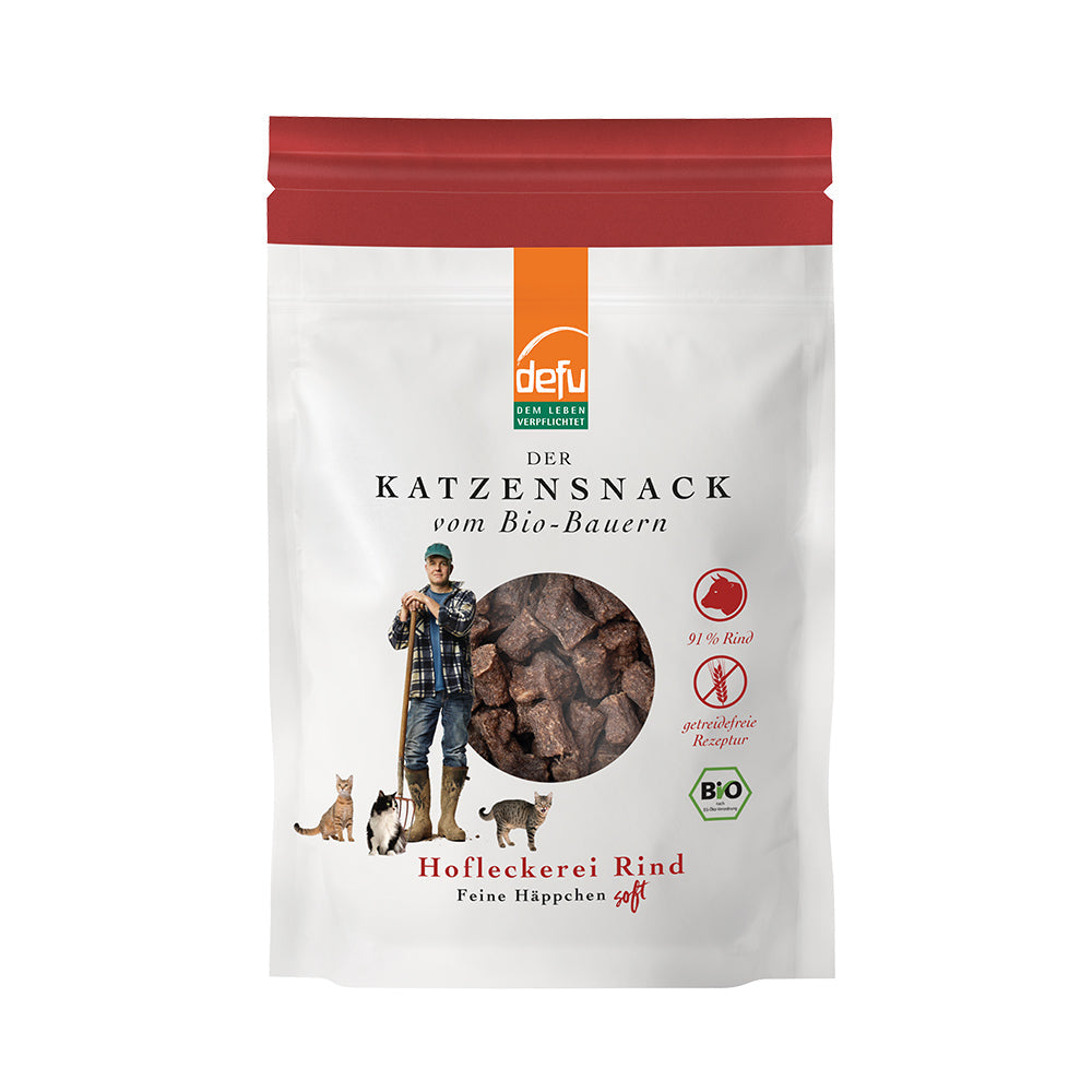 Defu Katze Hofleckerei Rind Feine Häppchen "soft" 80g - BioTierFutter Onlineshop