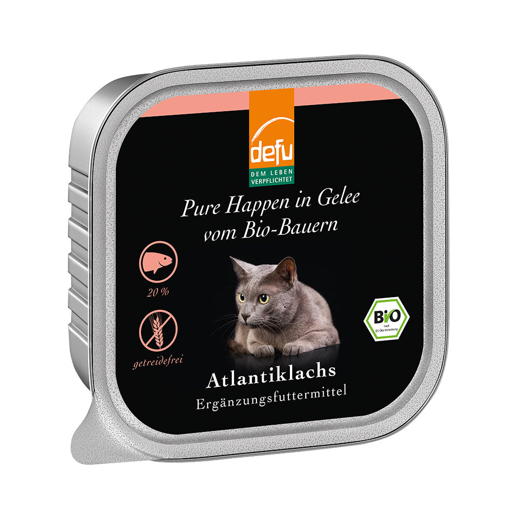Defu Katze Pure Happen in Gelee Bio-Atlantiklachs 16 x 100g - BioTierFutter Onlineshop