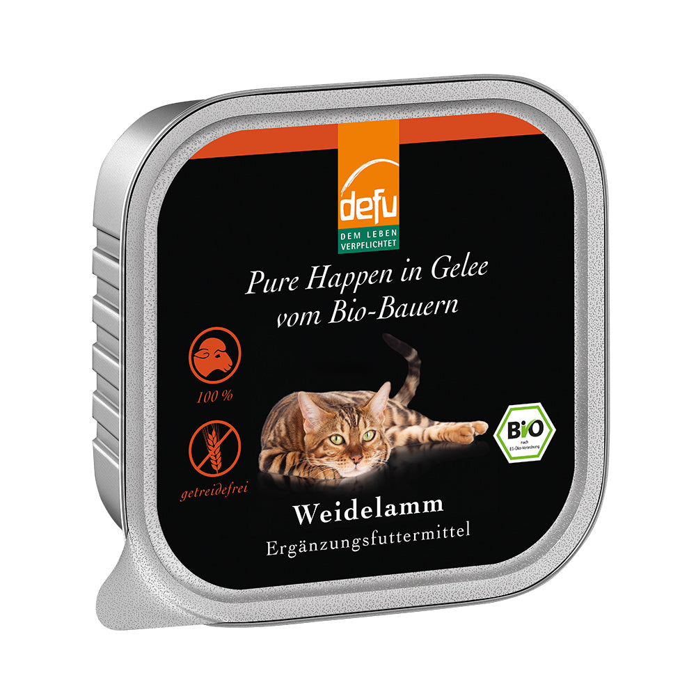 Defu Katze Pure Happen in Gelee Bio-Weidelamm 16 x 100g - BioTierFutter Onlineshop