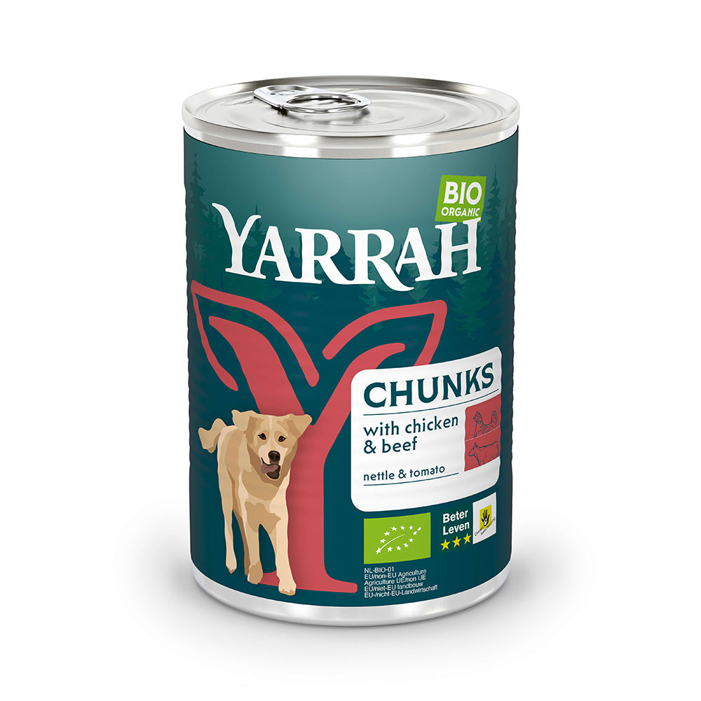 Yarrah Bio Hund Dose Bröckchen Huhn mit Rind - BioTierFutter Onlineshop