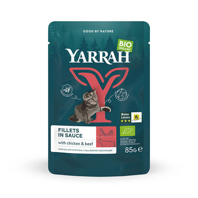 Katzen Bio Pouches Filets mit Rind in Sauce 14 x 85g - BioTierFutter Onlineshop