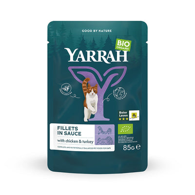 Yarrah Katze Bio Pouches Filets mit Truthahn in Sauce 14 x 85g - BioTierFutter Onlineshop