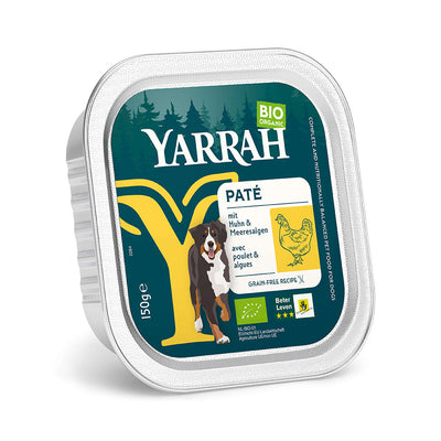 Yarrah Bio Hund Schale Paté getreidefrei Huhn 12 x 150g - BioTierFutter Onlineshop
