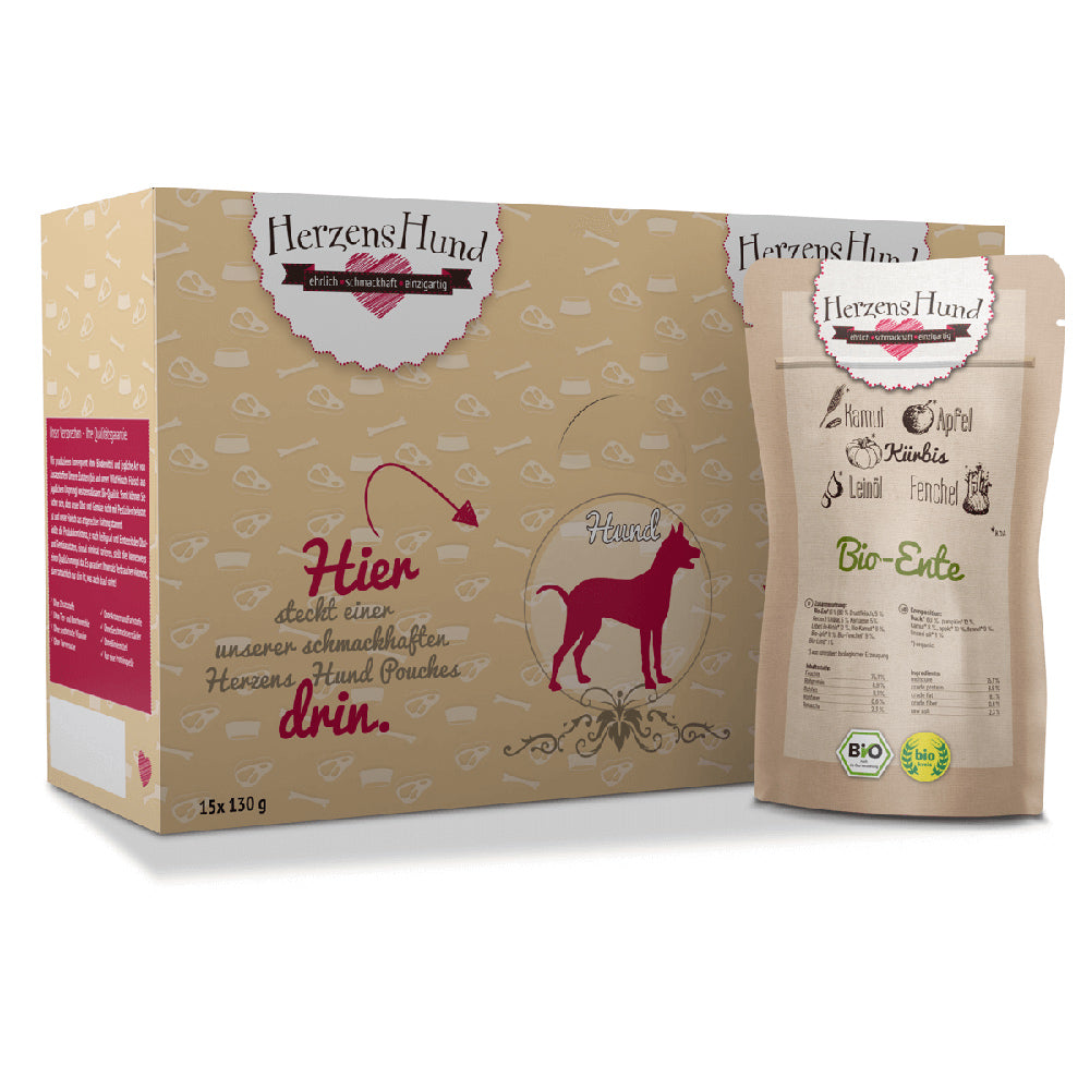 HerzensHund Bio-Ente mit Bio Gemüse für Hunde - BioTierFutter Onlineshop