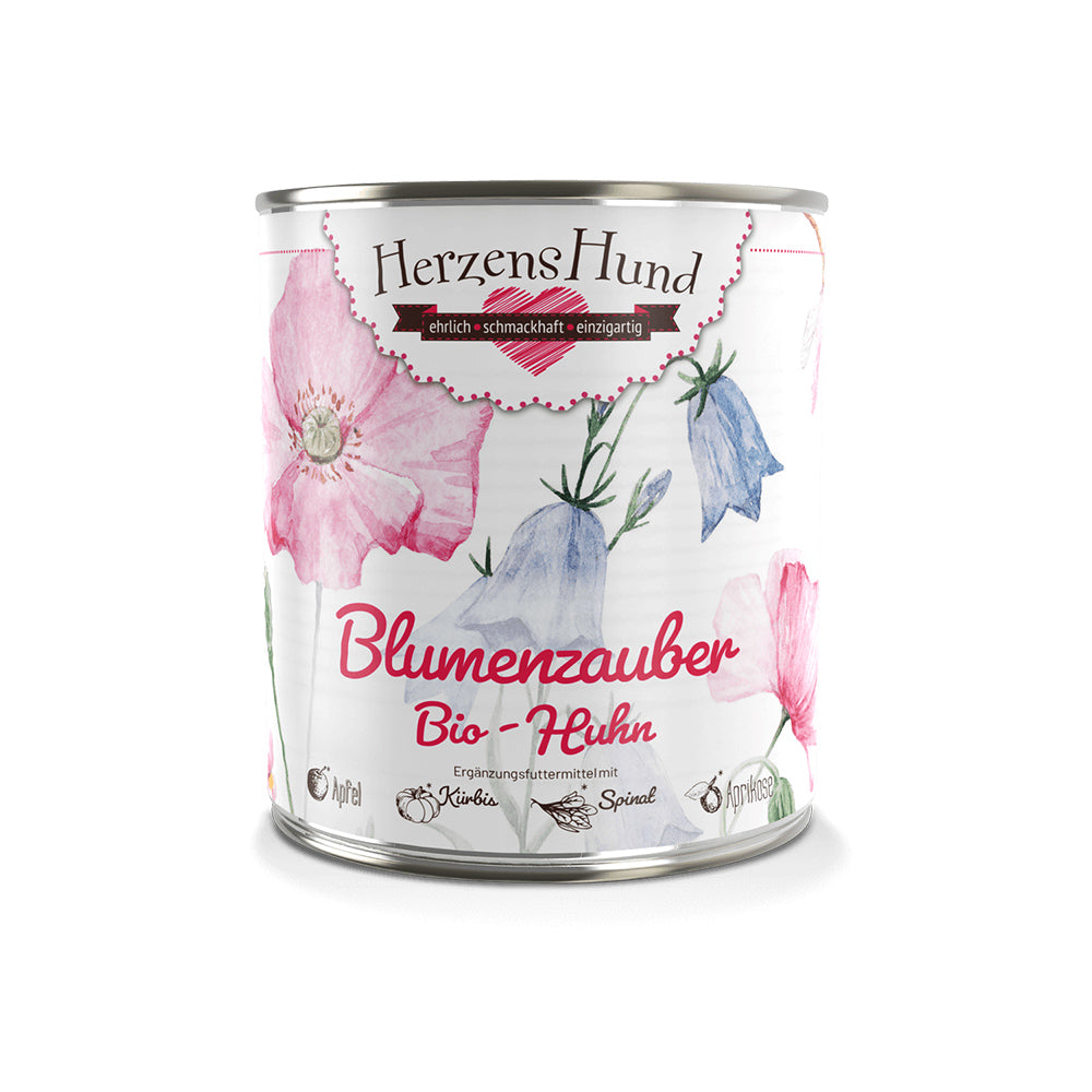 HerzensHund  Blumenzauber - Bio-Huhn mit Bio-Apfel für Hunde - BioTierFutter Onlineshop