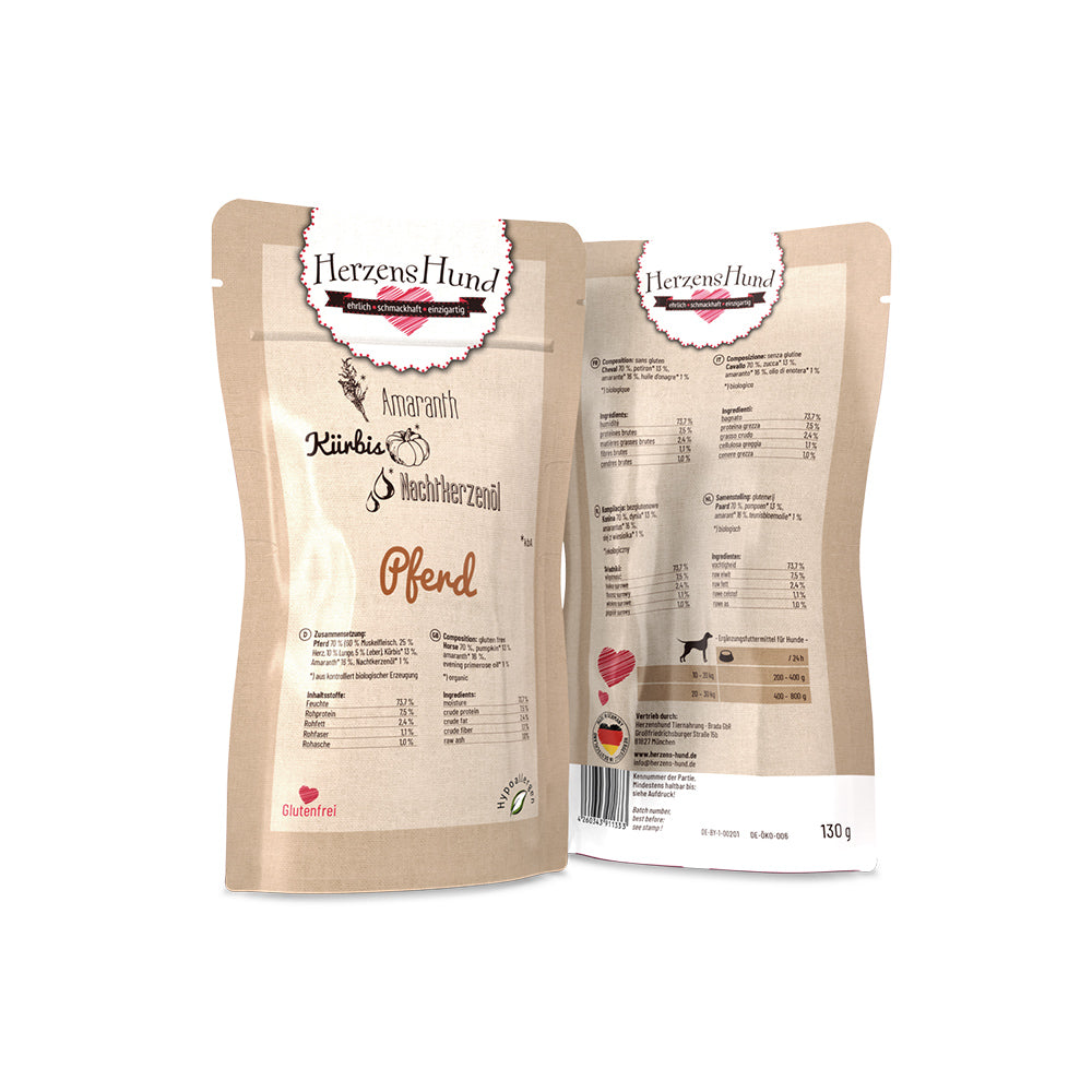 HerzensHund Pferd mit Amaranth - glutenfrei & hypoallergen - für Hunde - BioTierFutter Onlineshop