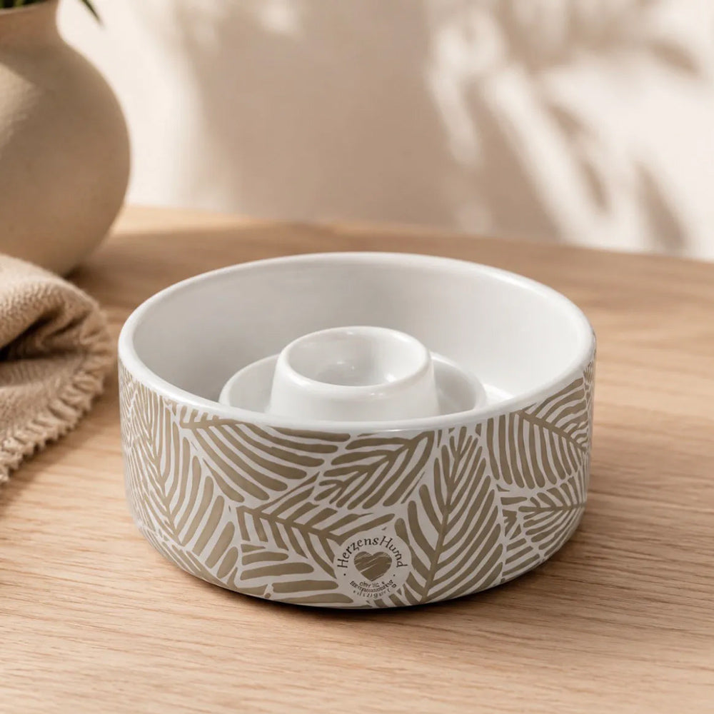 HerzensHund Ceramic Slow Feeder Dog Bowl – 15 cm