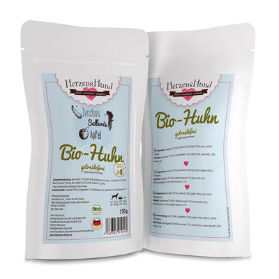 HerzensHund Bio-Huhn mit Bio-Zucchini - getreidefrei für Hunde - BioTierFutter Onlineshop