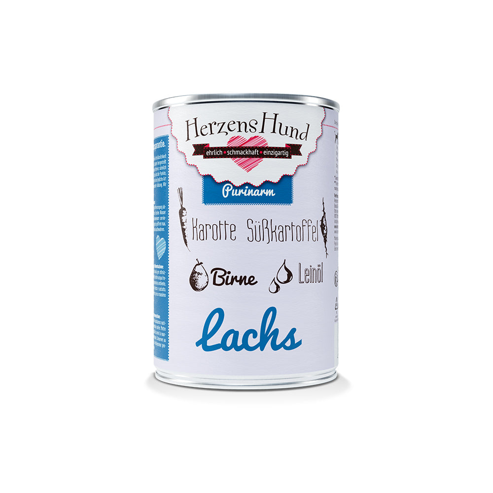 HerzensHund Saumon et carotte - faible teneur en purines pour chiens 12 x 400 g