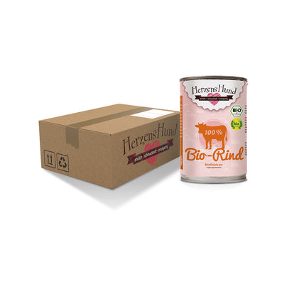 HerzensHund Bio-Rind Reinfleisch pur für Hunde 12 x 400g - BioTierFutter Onlineshop