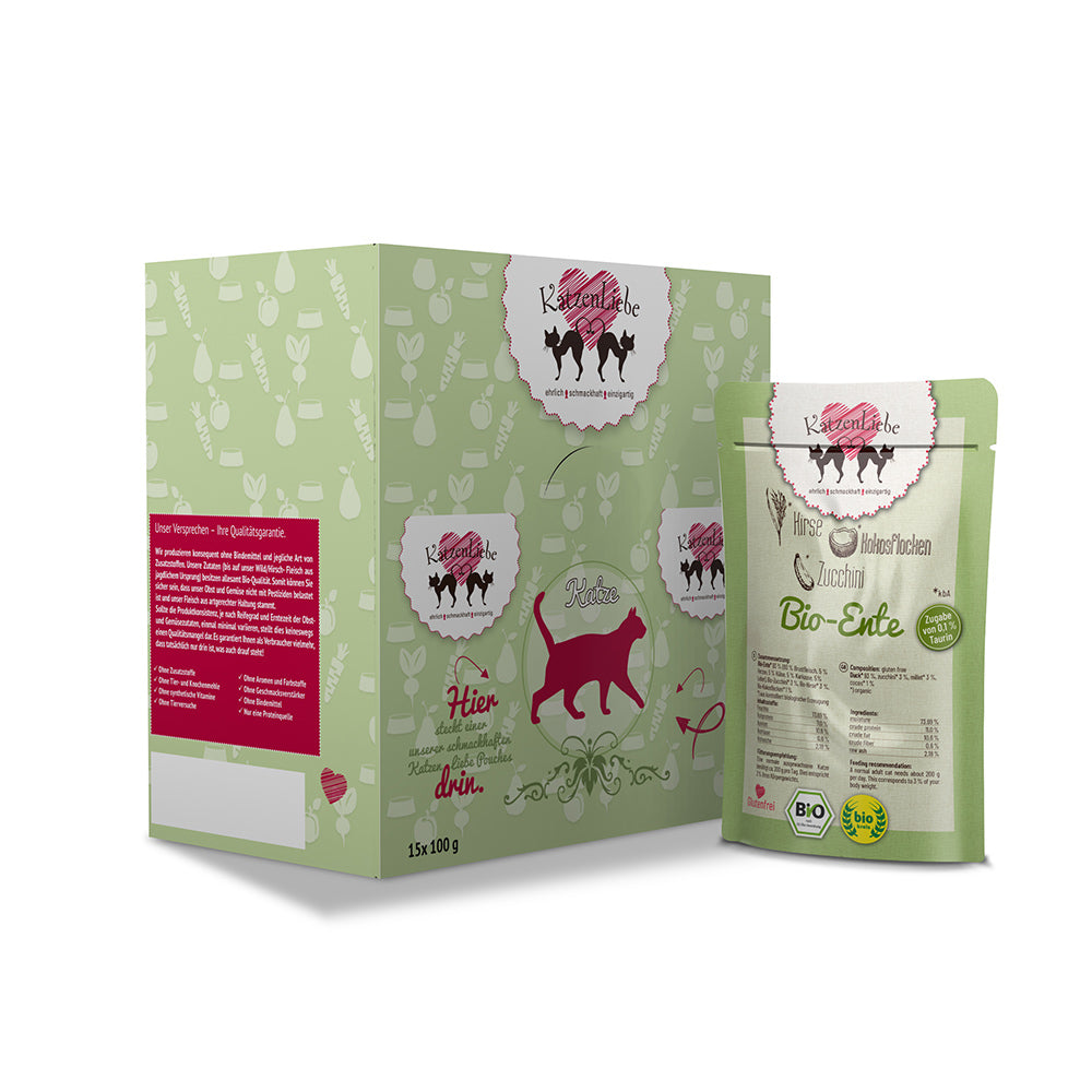 KatzenLiebe Bio-Ente mit Bio-Zucchini für Katzen - BioTierFutter Onlineshop