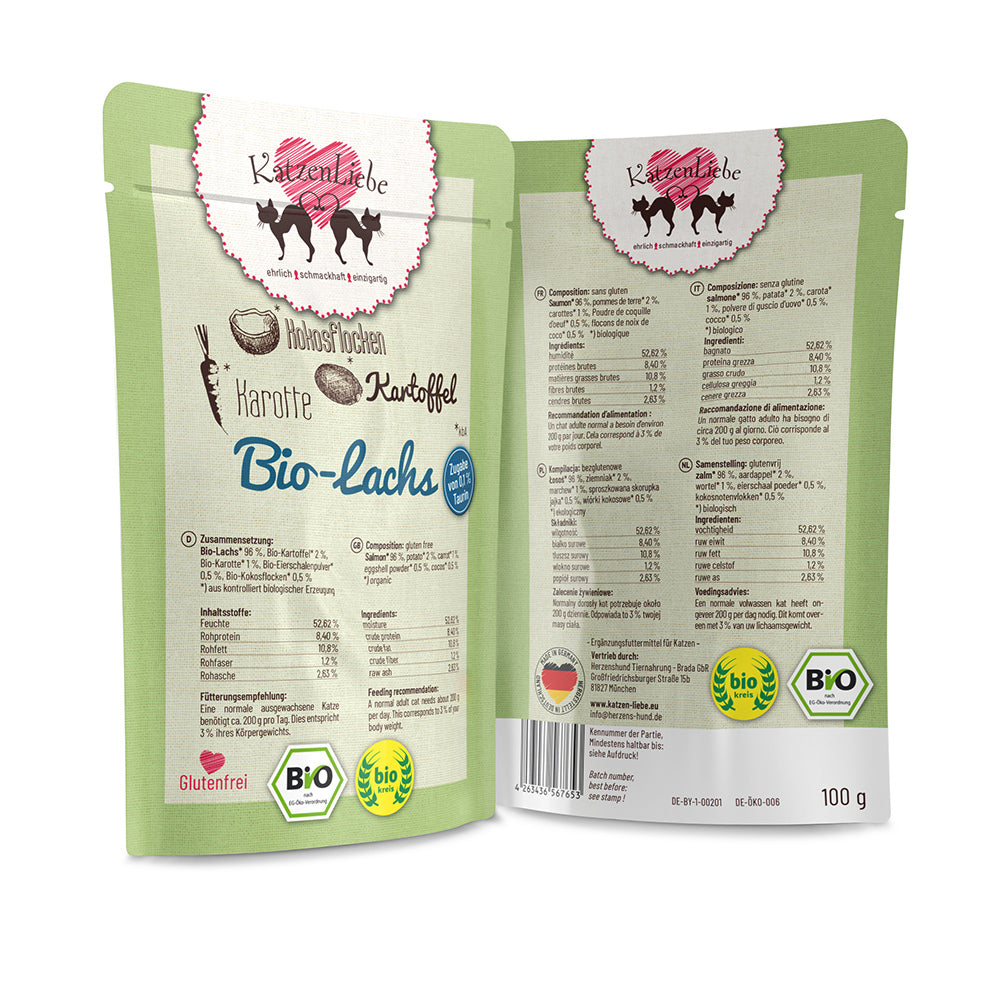 KatzenLiebe Bio-Lachs mit Bio-Kartoffel für Katzen - BioTierFutter Onlineshop