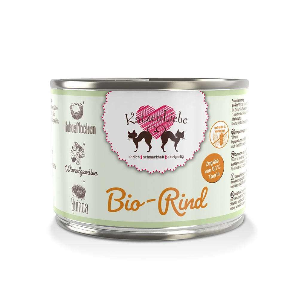 KatzenLiebe Bio-Rind mit Bio-Wurzelgemüse für Katzen - BioTierFutter Onlineshop