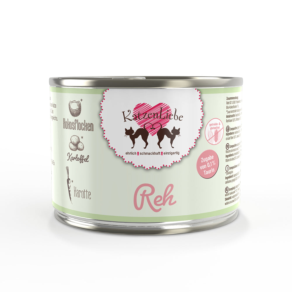 KatzenLiebe Reh mit Bio-Kartoffel für Katzen - BioTierFutter Onlineshop