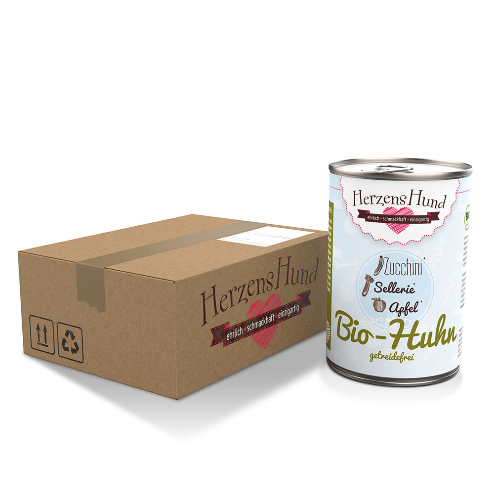 HerzensHund Bio-Huhn mit Bio-Zucchini - getreidefrei für Hunde - BioTierFutter Onlineshop