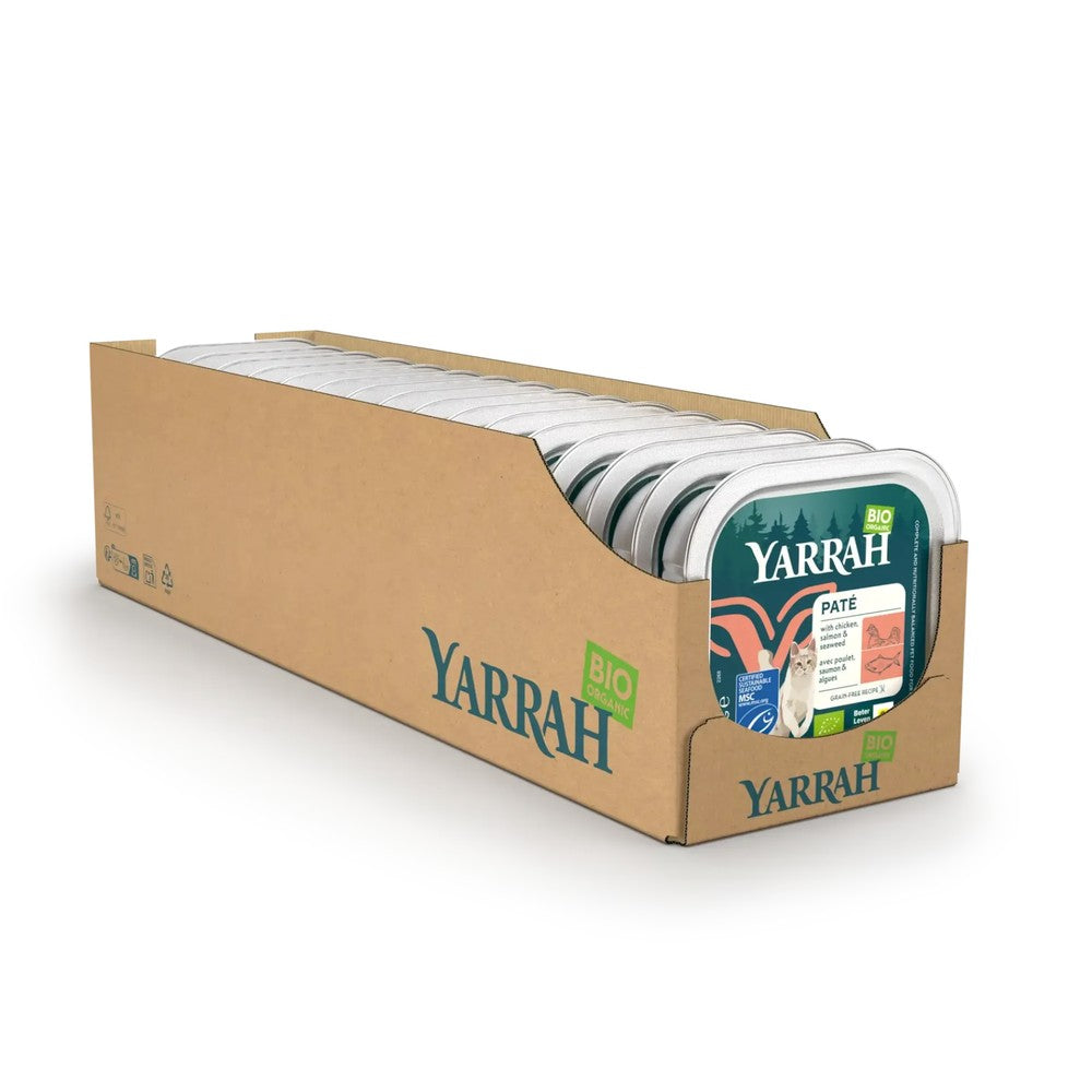 Yarrah Bio Katze Schale Paté getreidefrei Lachs (MSC) 16 x 100g - BioTierFutter Onlineshop