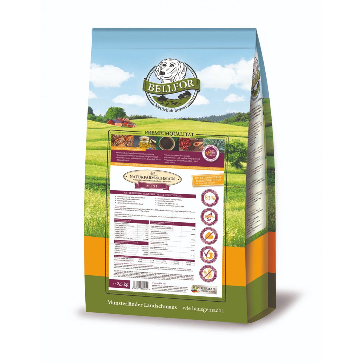Bellfor Naturfarm-Schmaus Mini getreidefreies Hundetrockenfutter mit Insekten - BioTierFutter Onlineshop