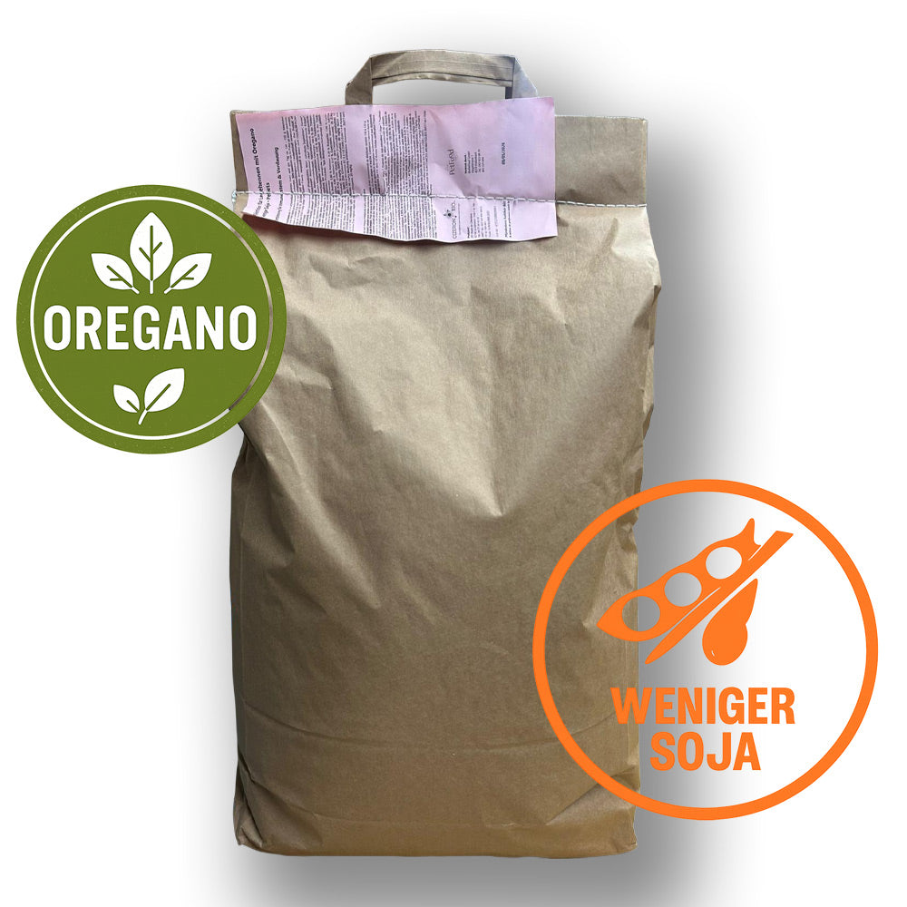 Bio Legehennenfutter mit weniger Soja und Oregano von BioPiepFood – 10 kg