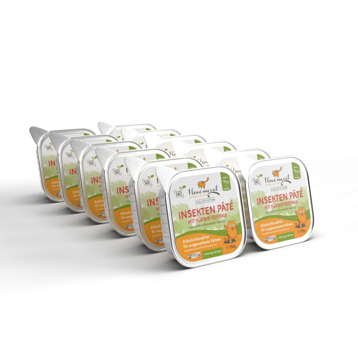 I love my cat Katzennassfutter Insekten Paté mit Kürbis-Topping 12 x 150g - BioTierFutter Onlineshop