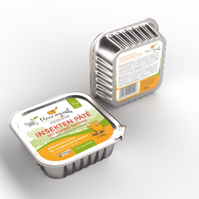 I love my cat Katzennassfutter Insekten Paté mit Kürbis-Topping seitlich 150g - BioTierFutter Onlineshop