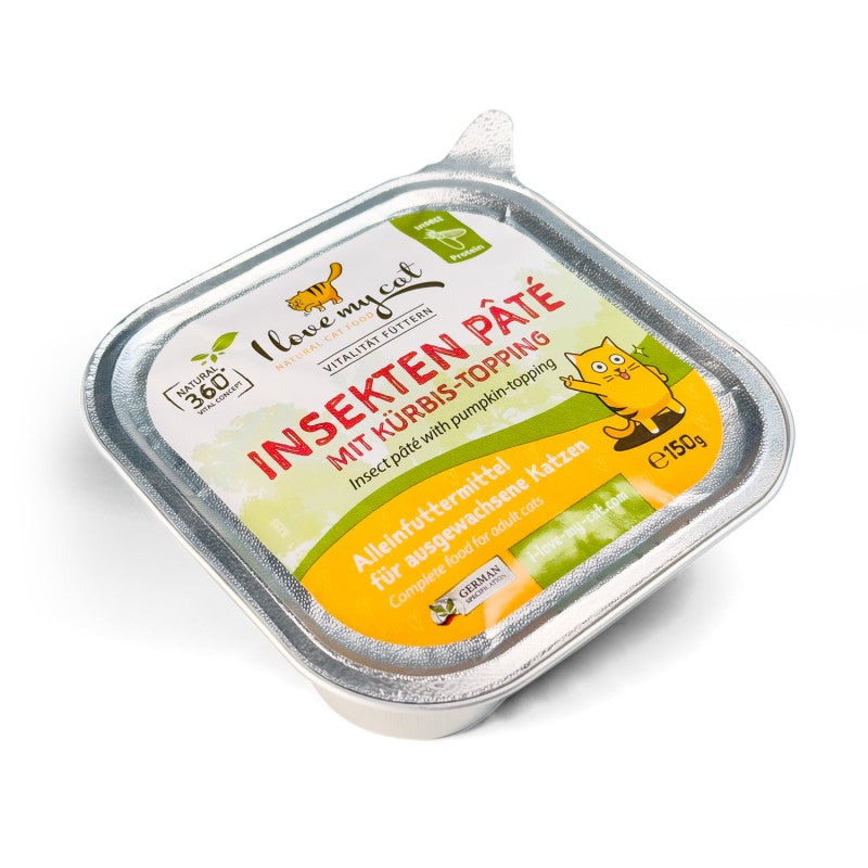 I love my cat Katzennassfutter Insekten Paté mit Kürbis-Topping 150g - BioTierFutter Onlineshop