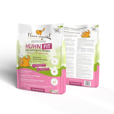 I love my cat Trockenfutter mit Huhn (Light) für sterilisierte und übergewichtige Katzen - 1.2 kg - BioTierFutter Onlineshop
